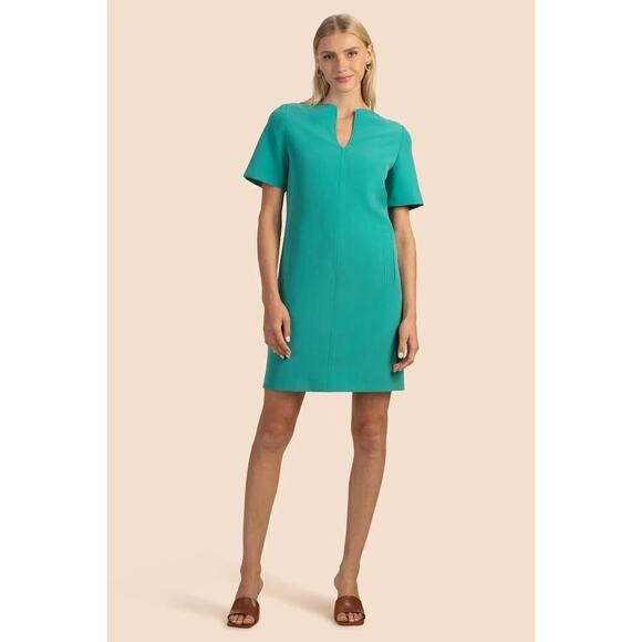 Trina Turk Penny Dress Aqua Green Shift Dress Zipper Back Fully Lined Sz 4 NWOT - Picture 1 of 7